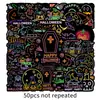 50 Adesivos de Halloween Neon Halloween Cor Cool Grafite À Prova D'água Decoração de Feriado Adesivos para Diário