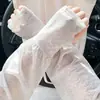 Mangas de Hielo de Encaje de Verano Estilo Hada Suave Protección Solar, Mangas Sueltas Finas de Hielo de Seda para Proteger del Sol al Conducir al Aire Libre, Mangas para Brazos de Hielo de Seda para Mujer