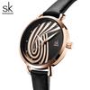 SK Shengke K0153 Novo Relógio de Pulso Feminino com Movimento a Quartzo, Pulseira de Couro, Estilo Simples de Negócios Casual, Estilo Mori, Vento Inglês