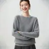 Nueva colección de otoño e invierno: Suéter 100% cachemira pura para mujer, con cuello redondo, detalles de ganchillo, corte holgado y casual, mangas largas y estilo jersey.