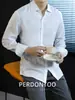 Estilo Velho Dinheiro Italiano! Camisa Masculina de Linho de Manga Longa, Sem Amassar, Camisa Formal de Negócios de Cor Sólida de Alta Qualidade