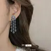Pendientes Vintage de Plata con Diamantes de Zirconia, Borlas en Forma de Rombo, Pendientes de Lujo Ligero de Gama Alta, Accesorios para Orejas de Estilo Retro