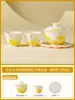 Juego de Té Cerámico Kung Fu Shunshun Li Li Pintado a Mano de Fábrica para Preparar Té, Taza de Té de Alto Valor Estético para Niñas, Conveniente Set de Viaje