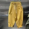 Calça Casual de Verão Estilo Europeu Plus Size 150kg Cintura Elástica Cordão para Mulheres, Estilo Retro Americano, Calça Lanterna Baggy que Valoriza a Silhueta