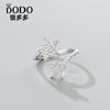 Anillo de plata de ley 925 serie Comet para mujer con incrustaciones de diamantes, estrella de cinco puntas, doble estrella, personalizado, nicho para el dedo índice.