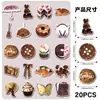 20 Piezas de Marrón Estilo Ins Realista Patrón de Mochila de Pastel Creativo Exquisito Lindo Archivador Refrigerador Pegatinas Magnéticas Suaves