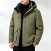Chaqueta de plumón para hombre 90% plumón de pato blanco con capucha engrosada Ropa de trabajo Chaqueta de plumón Protección contra el frío al aire libre en invierno Chaqueta con carcasa Moderna