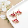 Estilo Chinês Joias DIY Esmalte Incrustado Pérola Pingente de Leque Pingente de Leque Estilo Antigo Acessórios de Liga de Esmalte Colar