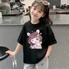 Camiseta Feminina, gola redonda, manga curta, desenho fofo, para crianças e pré-adolescentes, novo estilo verão 2026, algodão puro, top da moda