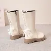 Botas de Cuero de Media Caña de Moda para Niñas 2026 Otoño/Invierno Nuevo Estilo Lazo Estilo Princesa Botas Largas Suela Suave Antideslizante Moda Botas para Niños