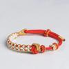 Pulsera de Hilo Dorado con Nudo Dimple Semi-Terminada, Tejida a Mano, Ajustable, Directo del Fabricante, Puramente Hecha a Mano, Apilable