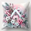Funda de Cojín Decorativo Papá Noel Muñeco de Nieve Reno Impresa por un Lado para Navidad Invierno Sala de Estar Sofá Dormitorio