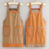 Delantal de cocina sencillo para el hogar, resistente al agua, apto para comer y trabajar, ropa de trabajo antimanchas con estampado de logotipo para adultos