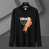 Fabricante Original Primavera e Outono Novo Versátil Camiseta Tamanho Grande Casual Top Masculino Tendência Gola Redonda Manga Longa Camiseta de Outono