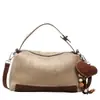 Bolsa de mão minimalista em camurça única, bolsa de ombro coreana Dongdaemun, bolsa transversal de comércio exterior vintage de luxo leve de alta qualidade