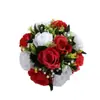 Ramo de rosas artificiales transfronterizo, ramo de mano para boda, decoración de mesa de sala de estar, flores de seda hechas a mano de alta gama al por mayor