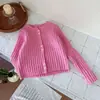 Cárdigan de Punto Acanalado para Niñas 2026 Nuevo Otoño Abrigo Suéter Infantil para Niñas, Chaqueta Corta de Cuello Redondo para Primavera y Otoño