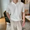 Camisa Polo de Manga Corta para Hombre, Camiseta de Punto Fino con Cuello de Solapa para Verano, Top Polo Transpirable Casual con Textura