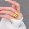 Anillo de princesa con lazo para mujer Red social estilo dulce de lujo ligero anillo para dedo índice circonita microincrustado oro anillo abierto para mujer