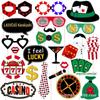 Adereços de Foto para Festa Noturna de Poker Las Vegas Conjunto de 24 Peças com Adereços de Foto de Papel de Cassino