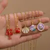 Collar Colgante de Peces y Conchas Coloridos con Temática Oceánica Nuevo y Creativo Transfronterizo Europeo y Americano para Mujer, Gargantilla de Moda y Versátil