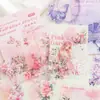 Adesivos de Papel Traço Pet, Série Floração Chuvosa, Material DIY para Scrapbook de Colagem, Adesivos Decorativos, 10 Folhas, 6 Designs