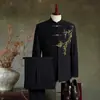 Traje de Casamento do Noivo Terno Zhongshan 2026 Novo Traje Tang Vintage Roupa de Casamento Masculina Estilo Chinês Roupa Masculina