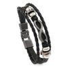 Pulseira Transfronteiriça Nova Vintage Tecida Punk Multicamadas com Contas Fivela Pulseira Símbolo Infinito Couro Pulseira Masculina