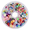 Caixa de Seis Compartimentos com Pérolas Semi-Círculo Cor Mista e Contas Planas Banhadas para Capa de Celular DIY e Acessórios de Nail Art Atacado