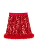 Ropa infantil estilo otoño e invierno niñas lentejuelas Año Nuevo media falda dulce versátil falda corta esponjosa falda roja para bebé niña
