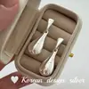 Joyería de Plata Estilo Minimalista de la Industria Pesada Coreana Plata de Ley S925 Pendientes Sencillos de Doble Capa con Forma de Gota de Agua Diseño de Nicho de Alta Gama