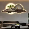 Nova Pintura Decorativa para Sala de Estar Estilo Chinês Luminária de Parede com Luz LED Pintura Luminosa Pintura para Pendurar na Parede de Fundo do Sofá Mural de Pinheiro Acolhedor Luxo Leve