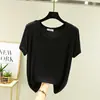 Camiseta Feminina Modal Gola Redonda Verão Simples Manga Curta Camisa Base Interna Versátil Cor Sólida Top Fino Versátil