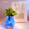 Lâmpada de Flor Rosa Famosa na Internet com Luz de Cristal e Base de Madeira Maciça, Dia dos Namorados, Festival Qixi, Decoração de Aniversário, Presente de Feriado