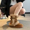 Versión de Cuero Suave~Más Terciopelo Cálido Botas de Nieve para Mujer 2026 Invierno Nuevas Elegantes Botines Peludos del Noreste Zapatos de Algodón