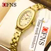 Reloj de Mujer Ofns Más Vendido de Alto Valor, Elegante Reloj de Cuarzo Ovalado Retro para Mujer con Esfera de Nácar, Pequeño Reloj Verde Impermeable