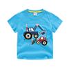 Camiseta de Verano para Niños de Manga Corta con Estampado de Excavadora de Dibujos Animados, Top de Manga Corta 100% Algodón, Suministro Directo de la Fábrica Origen