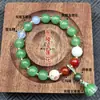 Pulsera de Calabaza de Jade Seda Dorada, Pulsera de Loto de Jade, Adornos Colgantes para Coche de Mano para Hombres y Mujeres, Colgante de Loto