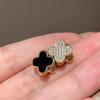 Pendientes de fritilaria con clip magnético de trébol para mujer, con temperamento francés, pendientes sin orejas de estilo Chanel exquisitos de alta calidad para mujer