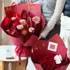 Papel de Empaque para Bodas Shangjin con Lámina Dorada, Papel Decorativo Engrosado para Compromiso y Envoltura de Ramos de Boda Rojos, Venta al por Mayor