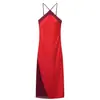 Vestido de moda sexy de mujer con cuello halter y bloques de color, popular en AliExpress europeo y americano transfronterizo