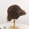 Sombrero de pescador de lana de alpaca tejido Melard para mujer, cálido de otoño, adelgazante, moderno