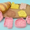 Serie de Desayuno Moldes para Galletas Desayuno Gourmet Dibujos Animados 3D Moldes para Galletas Arcilla DIY Galletas Impresas Realistas