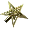 Estrela de ponta de árvore de cinco pontas plana de 10,15 cm, dourada e prateada, decorações de Natal