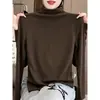 Camiseta de manga larga para mujer, capa interior, camiseta base, Venta Caliente Otoño 2026, Cuello semi-alto, Suave y lisa, Algodón de bambú, Elegante, Top de nicho