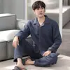 Pijama para Hombre Pijama de Hombre Otoño e Invierno Algodón Puro Manga Larga Engrosado Cálido Algodón de Aire Algodón Laminado Traje de Casa de Invierno
