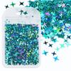 Bolsa de 2g Tamaño Lentejuelas de Arte de Uñas Estrella de Cuatro Puntas Láser Plateado Mixto Lentejuelas Rellenas de Pegamento Cristal 12 Colores