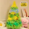 Árbol de Navidad Grande Rosa de Peluche con Luces Set, Árbol de Navidad Artificial, Adorno Fundido, Plegable Hecho a Mano