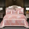 Conjunto de Luxo de Algodão Jacquard Cetim Estilo Europeu Quatro Peças, Conjunto de Cama de Casamento Bordado de Algodão Puro, Venda por Atacado do Fabricante