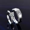 Anillo de pareja clásico abierto de seis garras estilo coreano para hombre y mujer, anillo de par de circón, anillo de diamante artificial, anillo para mujer, accesorios para boda